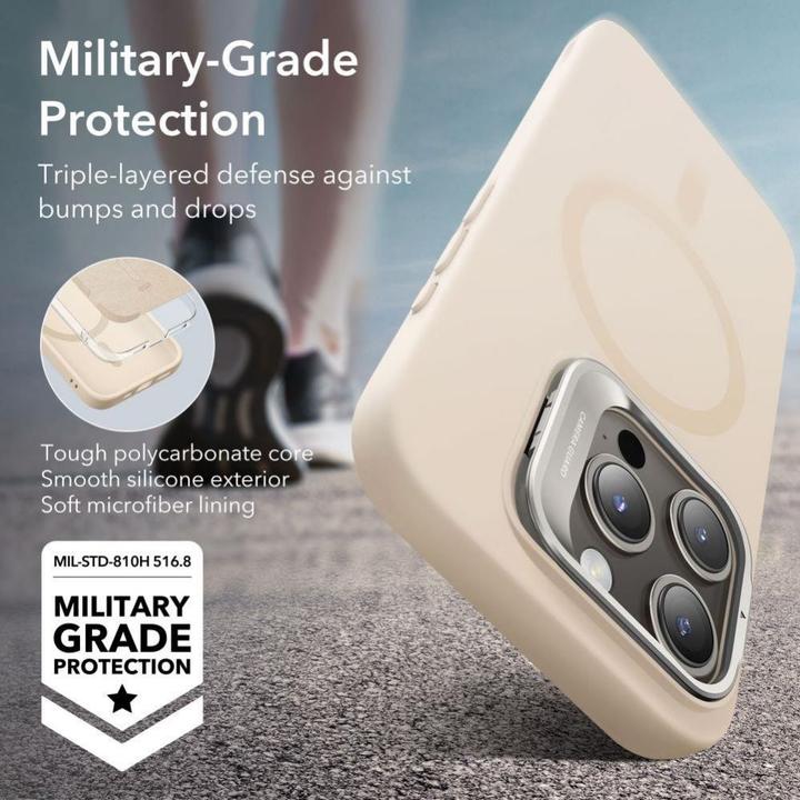 Produktbild ESR Cloud Kickstand Halolock-Hülle mit MagSafe für iPhone 15 Pro – Beige (Apple iPhone 15 Pro)