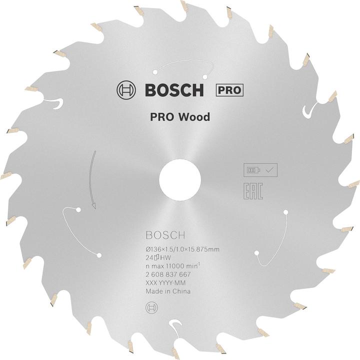 Produktbild Bosch Professional Zubehör PRO Wood cordless Kreissägeblatt, 136 x 1,5 x 15.875 mm
