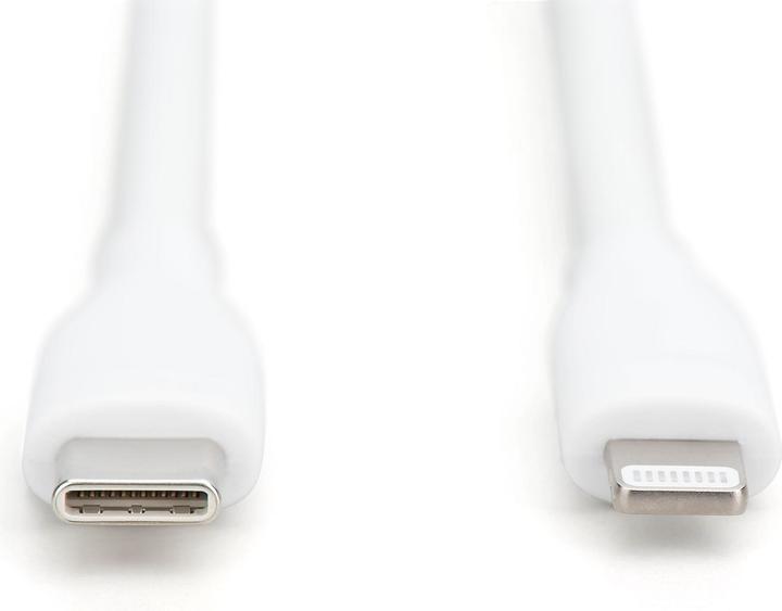 Produktbild Digitus Lightning Silikon Anschlusskabel, USB-C - Lightning, 1m, weiss (1 m, USB 2.0, 60 W)