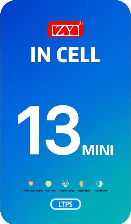 Actual product image Zy Display Unit für iPhone 13 mini, In-Cell IC Version, Schwarz (Display, Apple iPhone 13 mini)