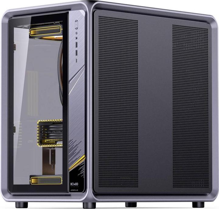 Produktbild Jonsplus BO400 PC-Gehäuse, Midi-Tower, ATX, Alu Frame, Tempered Glass – schwarz (ATX)
