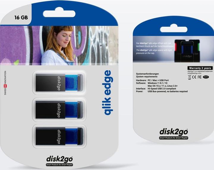 Image du produit Disk2go Qlik Edge (16 Go, USB-A)