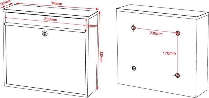 Actual product image Wiltec Design Mailbox V13 Letterbox Postbox Pillar Letter Mail Box