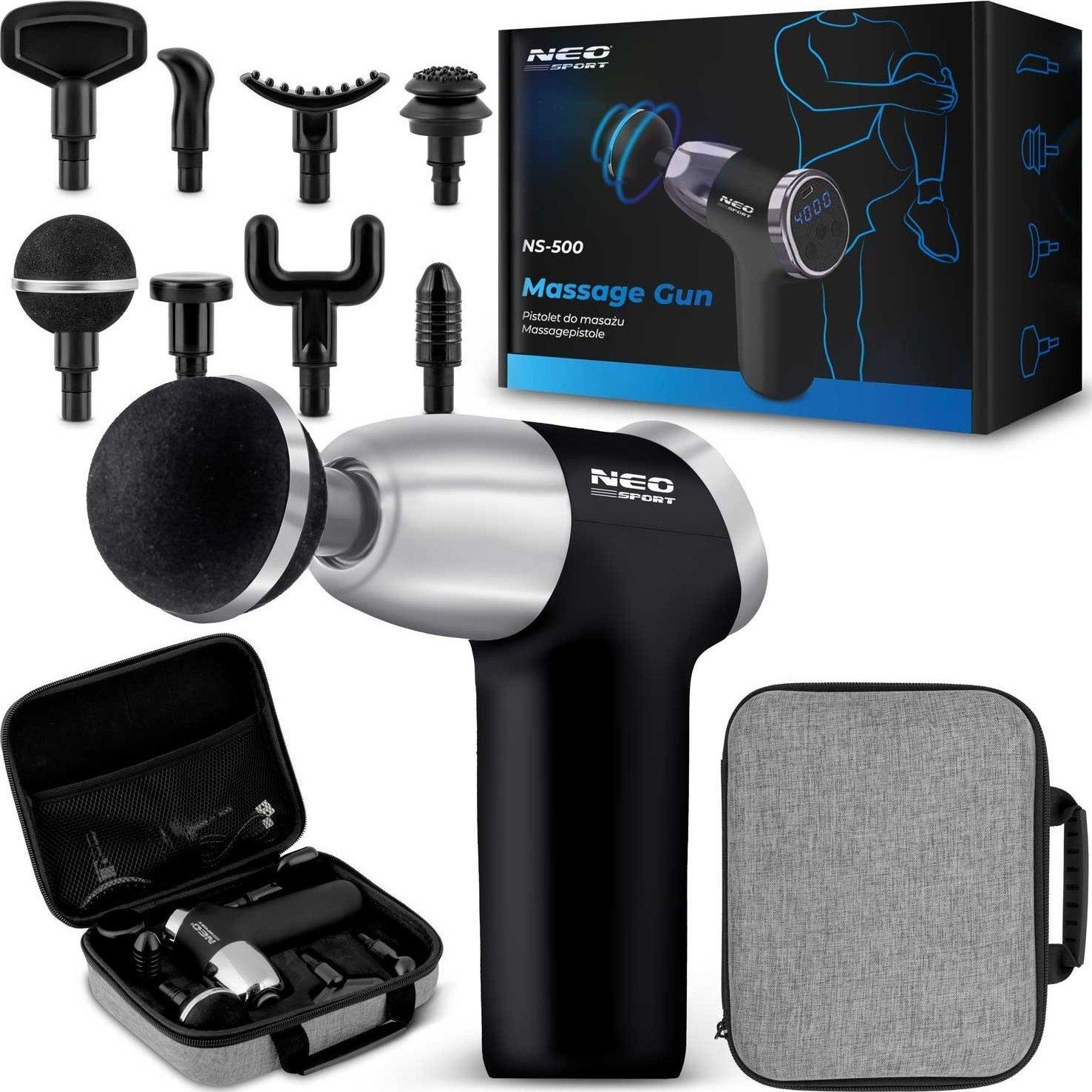Neo Sport, Massaggiatore, Masażer Neo-Sport Pistolet do masażu ciała 8 nakładek NS-500 Neo-sport czarny