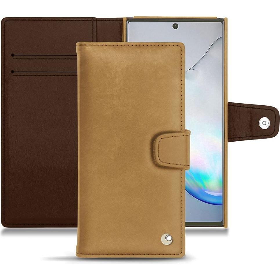 Noreve Lederschutzhülle Wallet (Samsung Galaxy Note 10+), Smartphone Hülle, Braun