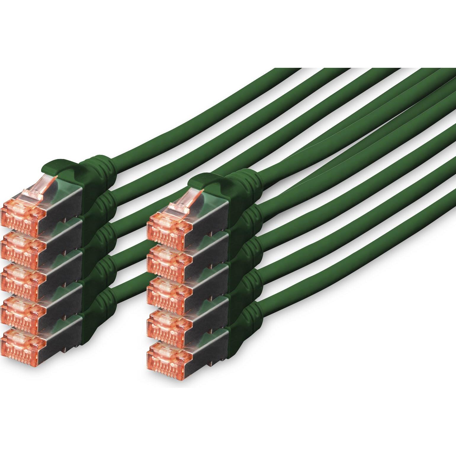 Digitus CAT 6 S-FTP Patchkabel Cu LSZH AWG 27/7 Lange 3 m 10 Stuck Farbe Grun (S/FTP, CAT6, 3 m), Netzwerkkabel