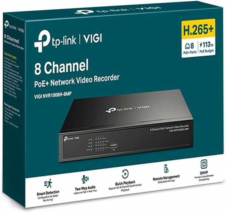 Produktbild TP-Link VIGI NVR1008H-8MP - NVR, 8 Kanäle, 8x PoE (Netzwerk Videorecorder (NVR))