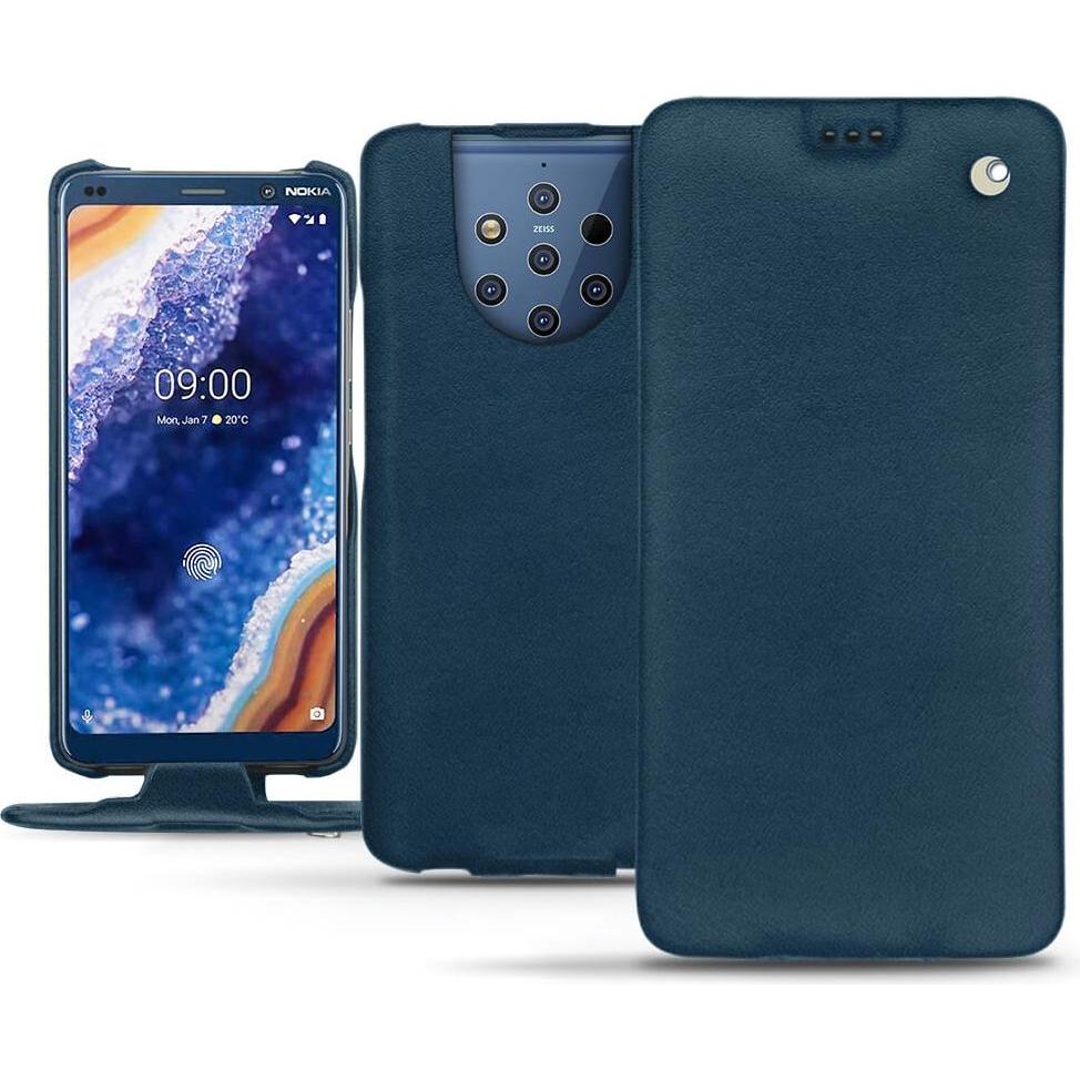 Noreve Lederschutzhülle vertikal (Nokia 9 PureView), Smartphone Hülle, Blau