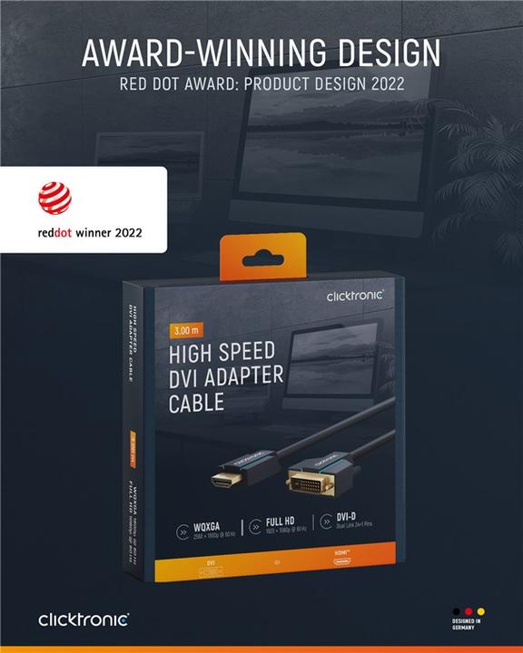Produktbild clicktronic HDMI (Typ A) — DVI (3 m, DVI, HDMI, 2.0)