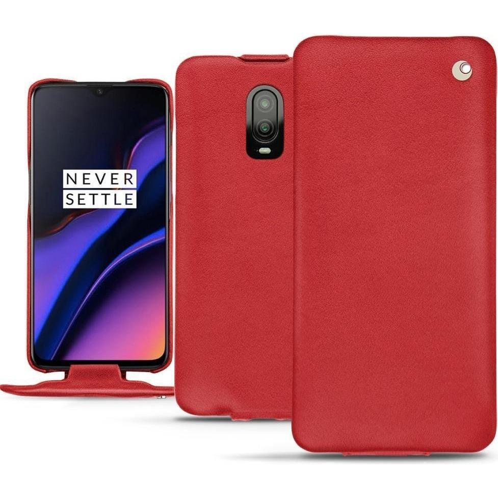 Noreve Lederschutzhülle vertikal (OnePlus 6T), Smartphone Hülle, Rot