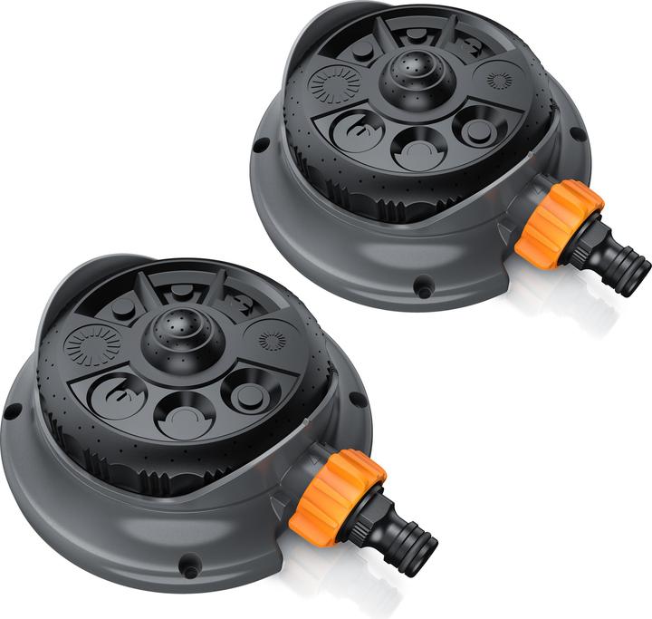 Brandson 2x Vielflächenregner Garten Sprinkler, 360° Rasensprenger, 8 Sprühmodi, 110 m², einstellbar (Vielflächenregner)