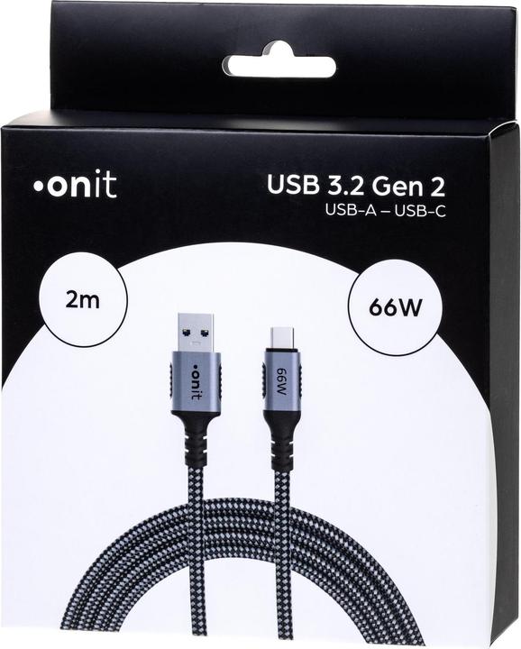 Produktbild Onit USB A – USB Typ C (2 m, USB 3.1, 66 W)