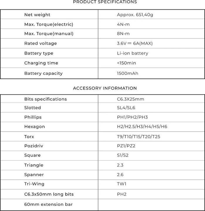 Nutritional values and ingredients Hoto QWLSD011 (Tri-wing, Square, Port, Sorceress, 3-edge, Phillipps cross recess (PH), Pozidriv cross recess (PZ), Pin-torx)