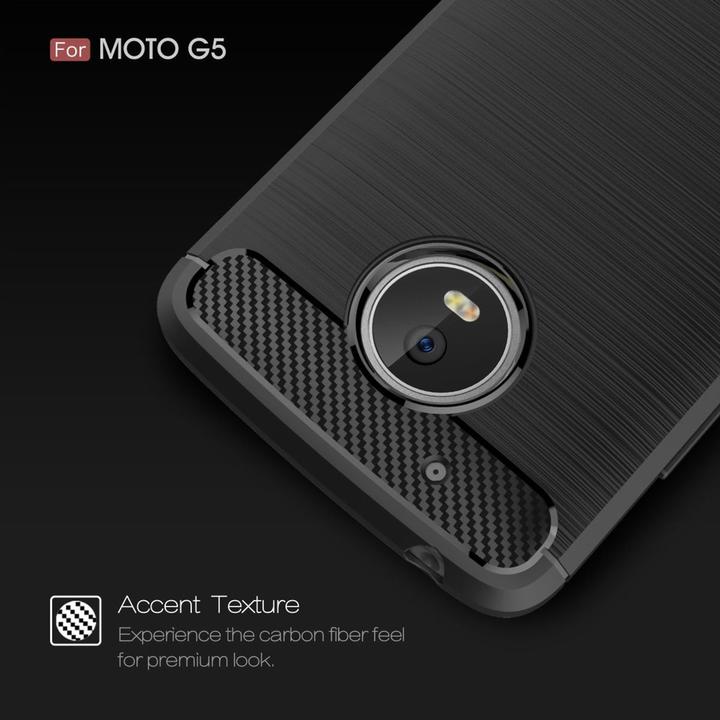 Produktbild König Design Motorola Moto G5 TPU Case Carbon Fiber Optik Brushed Motiv Schutz Hülle Grau Neu (Motorola Moto G5)
