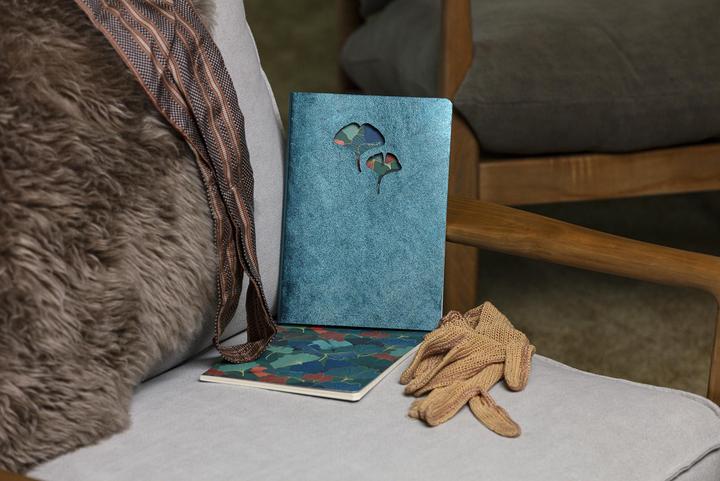 Image du produit Clairefontaine Ginkgo, Notizbuch aus Leder, A5 14,8x21 cm, 72 Blatt liniert 90g, sortiert - (A5, À rayures, Couverture souple)