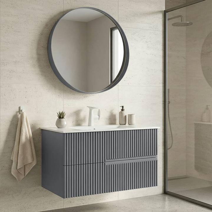 Produktbild Homitis Moonlight 90 v2 Bathroom Cabinet With Sink & Mirror Set (2 Pieces)