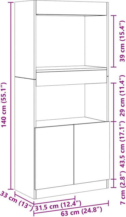 Produktbild vidaXL Louiza (63 x 33 x 180 cm)