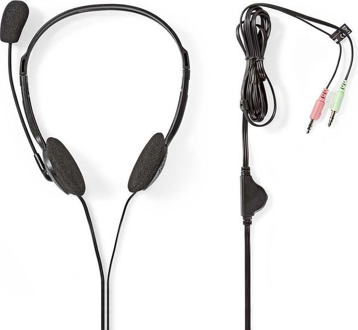Produktbild Nedis Kopfhörer für PC, Headset, 2 Stecker, 3,5 mm, Schwarz (Kabelgebunden)