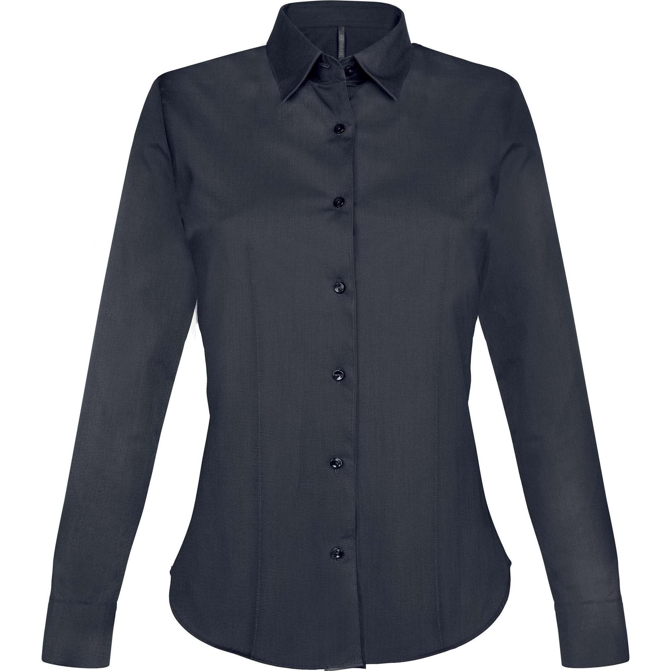 Kariban, Damen, Hemd, hemd lange ärmel baumwolle, Grau, (XL)