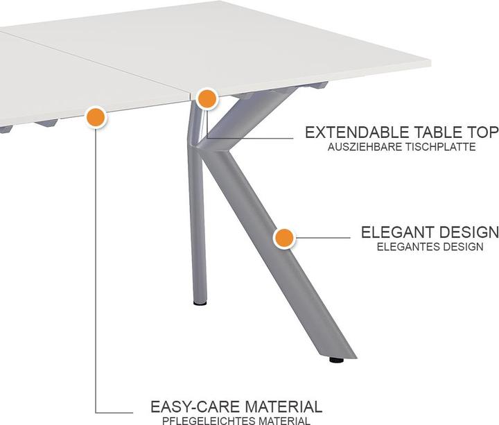 Produktbild Vicco Esstisch Trill, Weiss/Grau, 140 x 90 cm ausziehbar (140 x 76 x 90 cm)