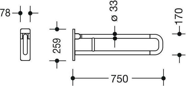 Productafbeelding Hewi Opklapbare steunbeugel SERIE 801 d= 33mm, aluminium kern 750mm lichtgrijs (78 x 25.90 cm)