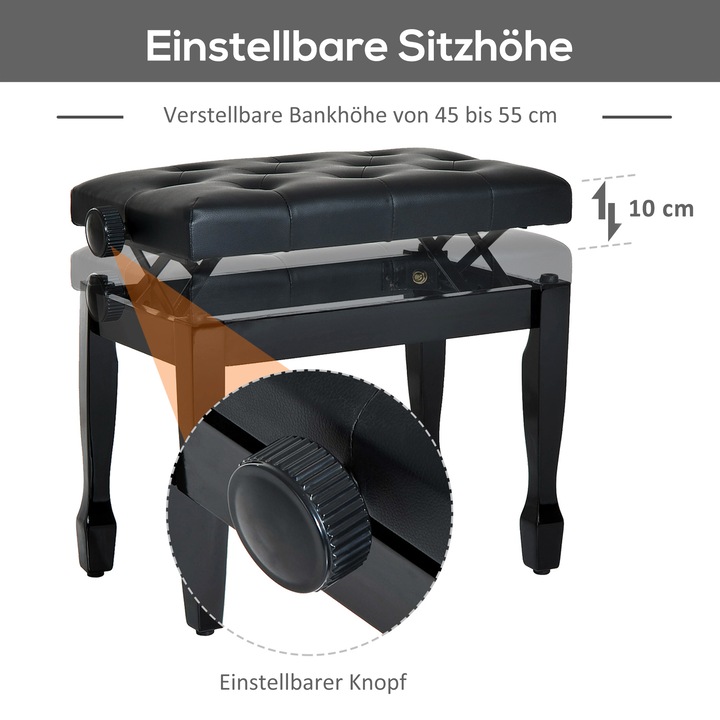 Produktbild Homcom Klavierbank Stilvoll, robust, langlebig (Musikerstuhl)