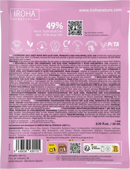 Produktbild Iroha Nature Tissue Face Mask (96 ml)