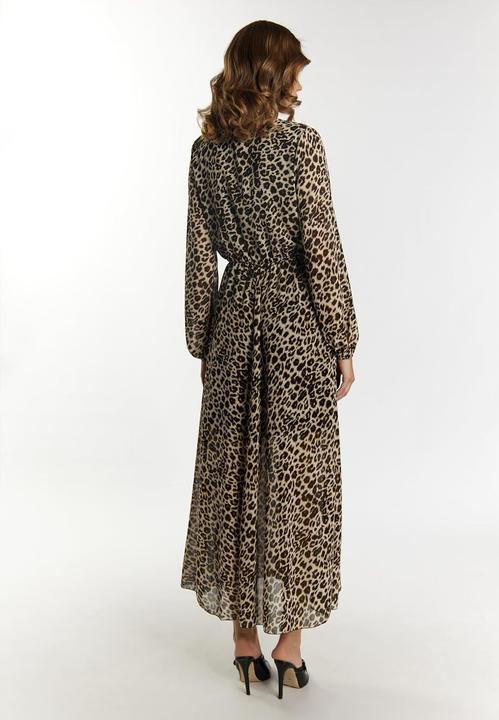 Image du produit Eucaly Robe maxi imprimée léopard, coupe enveloppante et taille élastique (S)