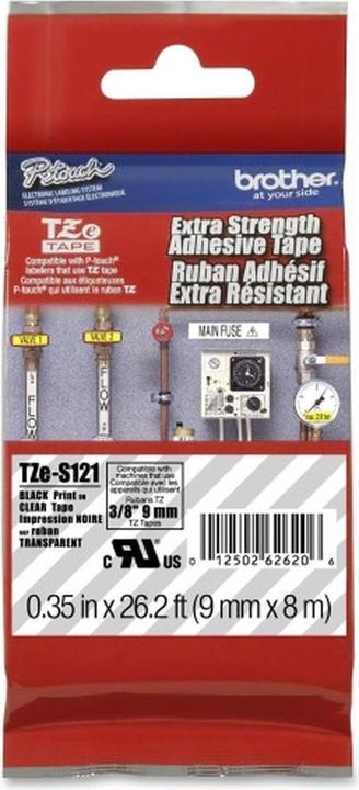 Actual product image Brother TZe-S121 (0.90 cm, Transparent)