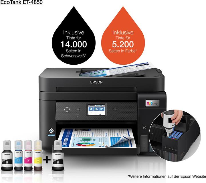 Image du produit Epson EcoTank ET-4850 (Réservoir d'encre, Couleur)