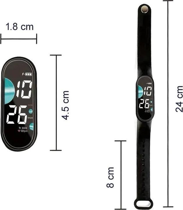 Produktbild Cbx LED-Digitaluhr mit Silikonarmband 12-Stunden-Anzeige Pink (45 mm)