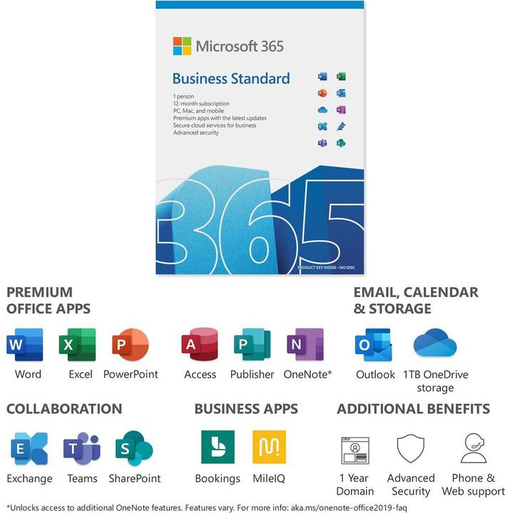 Immagine prodotto Microsoft 365 Business Standard (inglese) (1 Utente, 12 mesi)