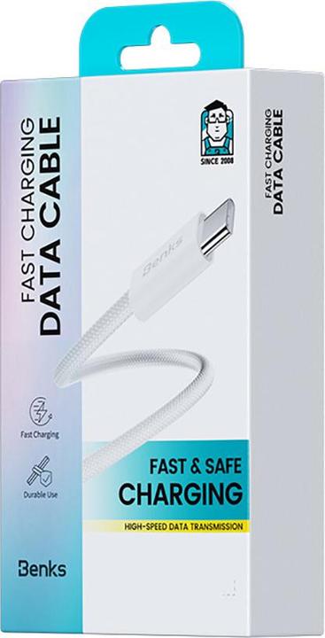 Produktbild Benks D46 geflochtenes Typ-C zu Typ-C Schnellladekabel 1m - Weiss (1 m, USB 3.0, USB 2.0, USB 1.1, USB 1.0, 60 W)