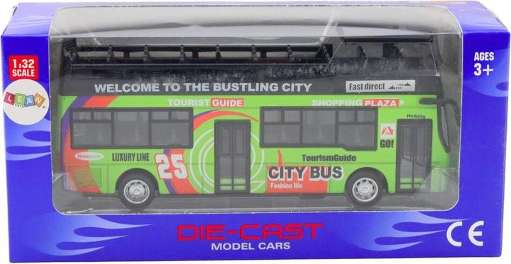 Produktbild Lean Toys Doppeldeckerbus 1:32 mit aufklappbaren Türen MIX