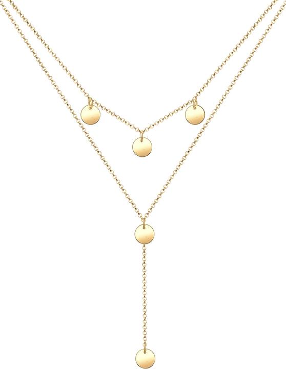 Produktbild Elli Halskette Y-Kette Geo Layer Plättchen 925 Sterling Silber (925er Sterling Silber, 38 cm)