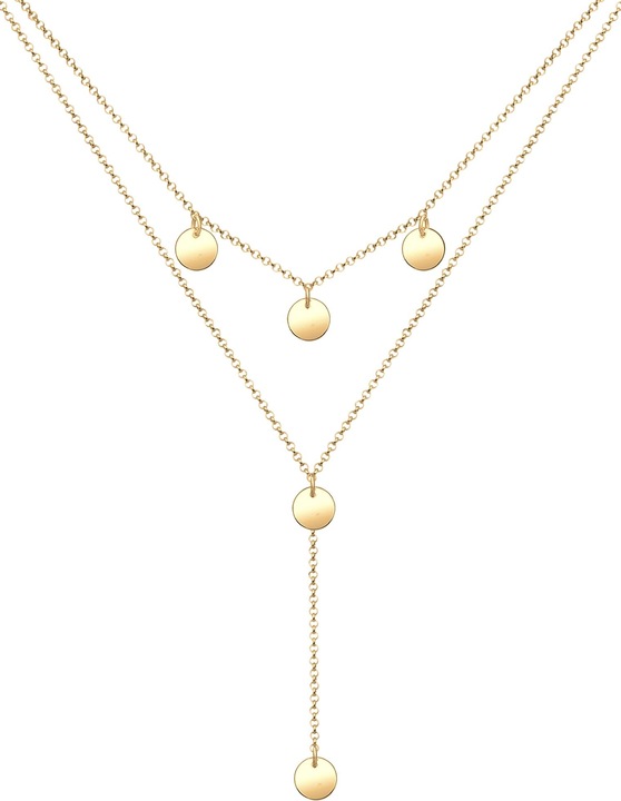 Produktbild Elli Halskette Y-Kette Geo Layer Plättchen 925 Sterling Silber (925er Sterling Silber, 38 cm)