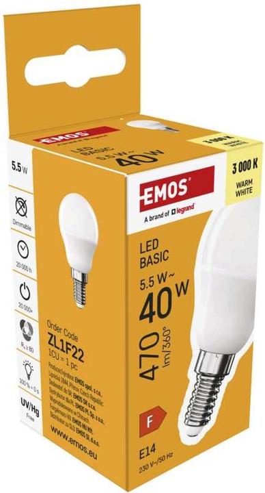 Produktbild Emos LED Lampe Basic Mini Globe / E14 / 5,5 W (40 W) / 470 lm / Warmweiss (E14, 470 lm, 1x)