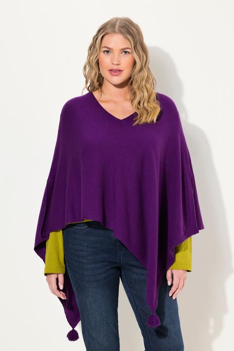 Actual product image Ulla Popken Knit Pointed Hem Poncho (58, 60, 62)