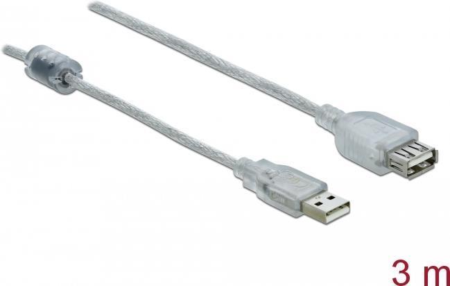 Immagine prodotto Delock Cavo di prolunga USB 2.0 USB A - USB A 3 m, trasparente (3 m, USB 2.0)
