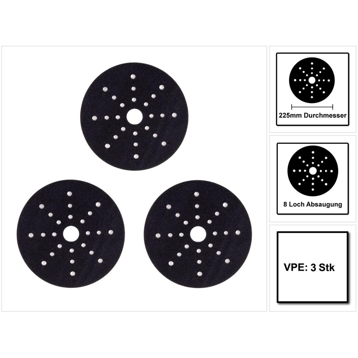 Mirka, Abrasivi, Supporto morbido per levigatrice per pareti e soffitti LEROS 3 pz. 225 mm ( MIW9534611 )