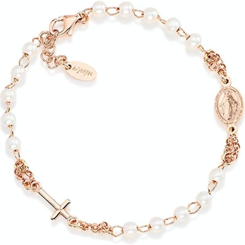 Amen, Armschmuck, Rosary Cross Pearls Armband, (20 cm, Silber 925)