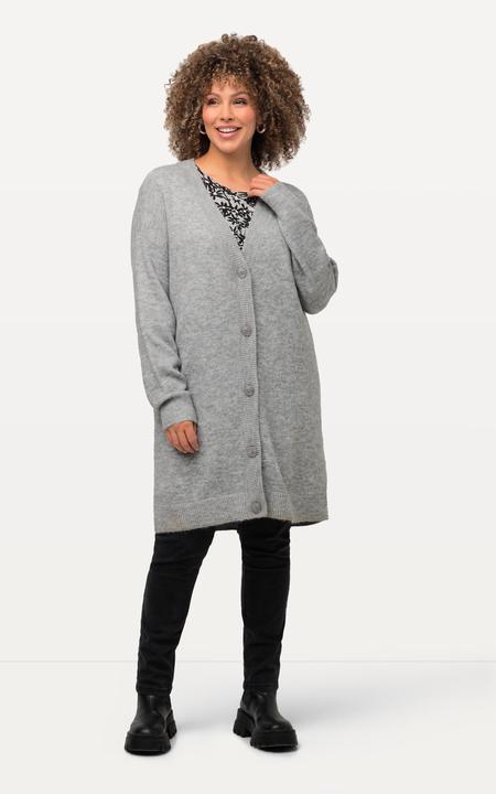 Produktbild Ulla Popken Strickjacke, Boxy, Knöpfe, V-Ausschnitt, Feinstrick (46, 48)