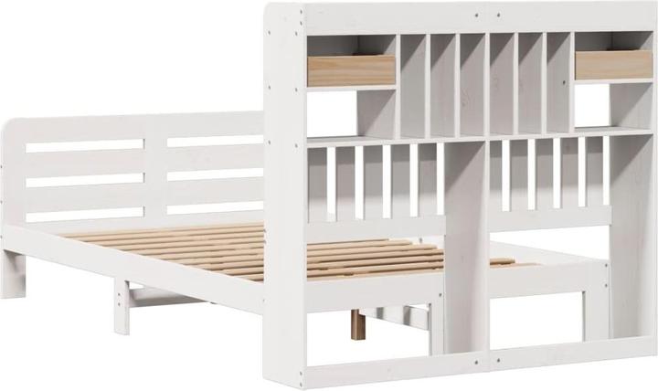 Produktbild vidaXL Massivholzbett Holzbett Bett mit Regal ohne Matratze Weiss 180x200cm (180 x 200 cm)