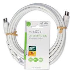 Nedis Cavo coassiale IEC (coax) maschio IEC (coax) femmina Nichelato 120 dB 75 Ohm 4 vie (120 dB, Cavi antenna), Cavo antenna