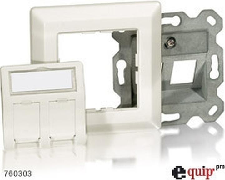 Actual product image equip Flush-mounted box for 2 Keystones with cover and central plate pure white