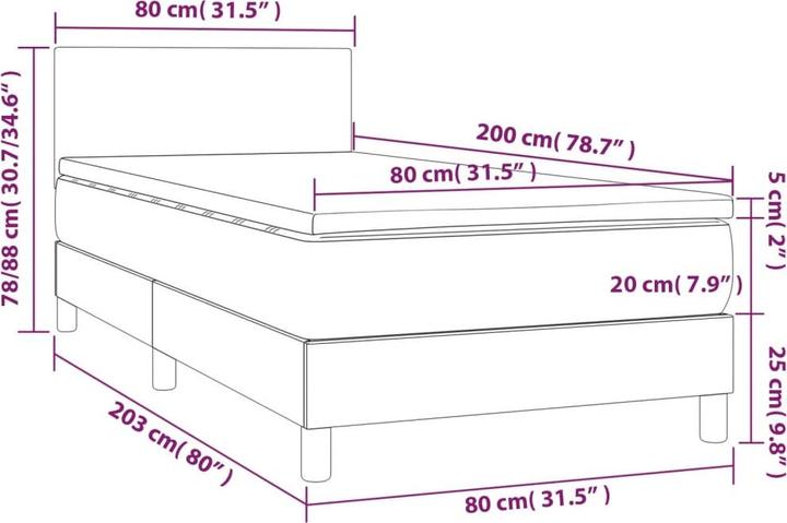 Produktbild vidaXL Boxspringbett (80 x 200 cm)