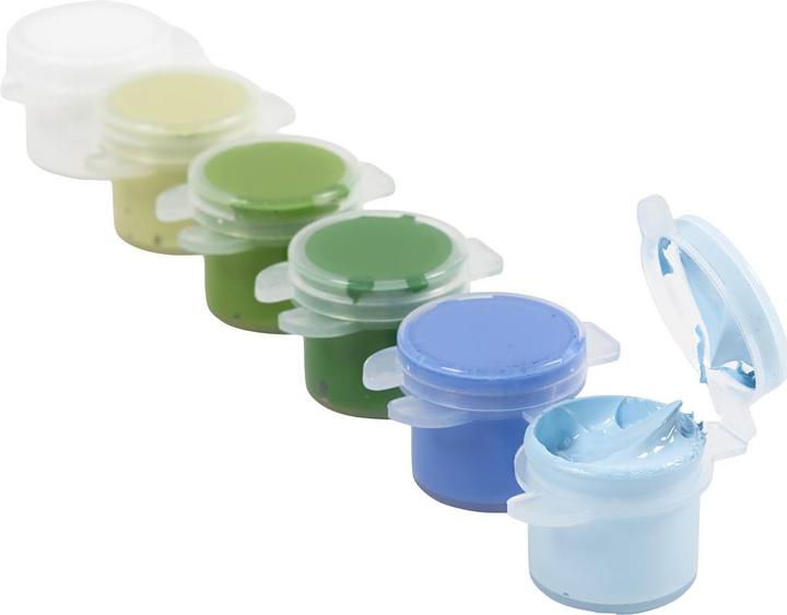 Produktbild Creativ Company Acrylfarbe Hobbyfarbe Plus Color 6 x 5 ml, Blau-Grün (5 ml)