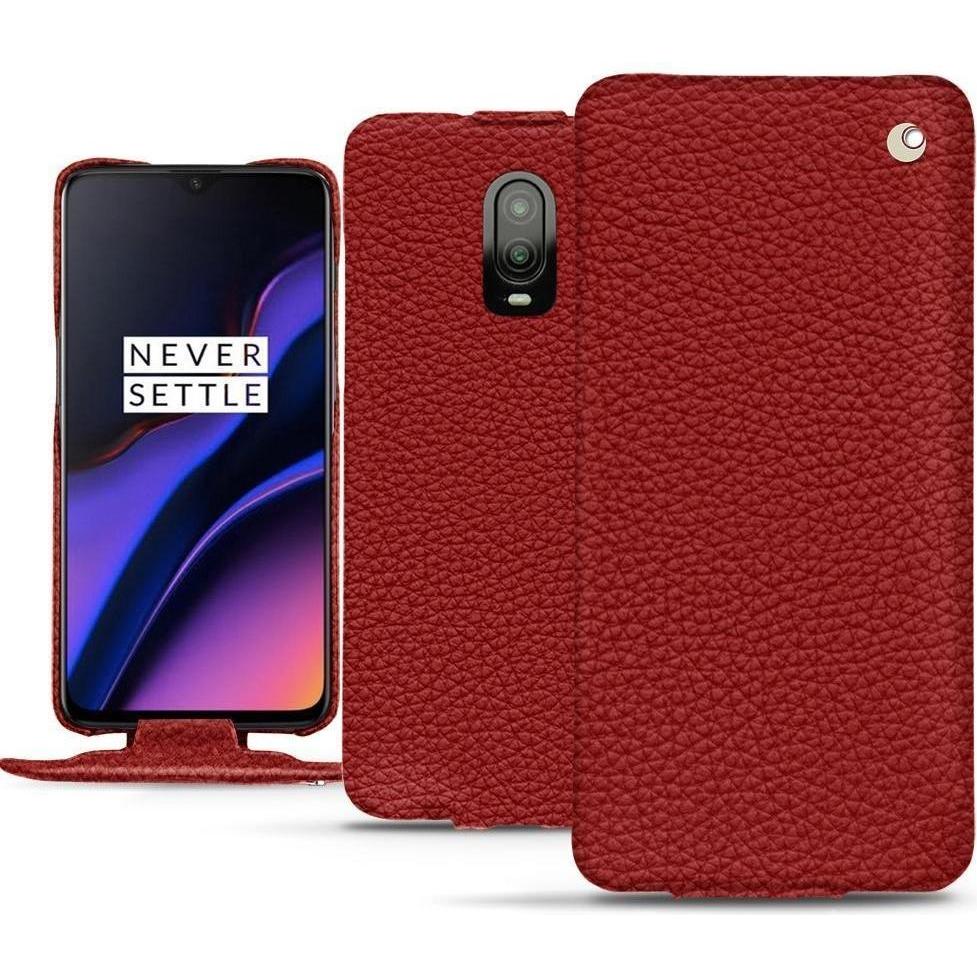 Noreve Lederschutzhülle vertikal (OnePlus 6T), Smartphone Hülle, Rot