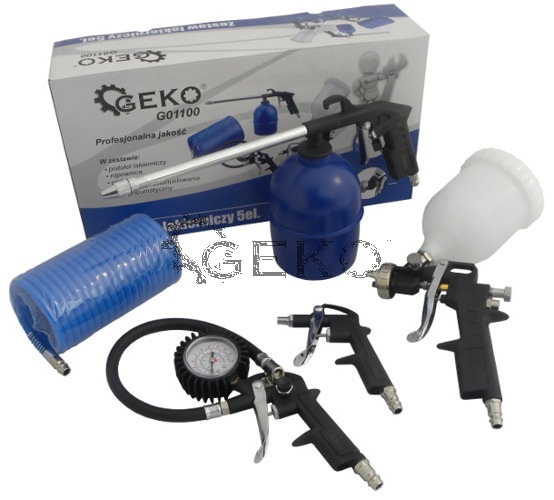 Actual product image GEKO Blow and spray gun set with hose, 5 pcs.