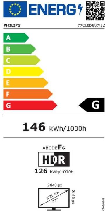 Energy Label Philips 77OLED807 (77", OLED807, OLED, 4K, 2022)